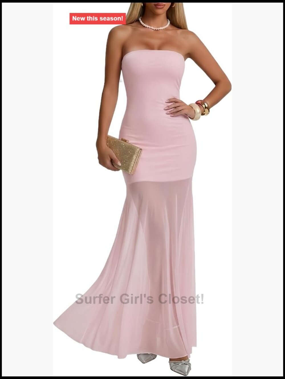 Strapless Bodycon Maxi Dress Modal Mesh Formal Long Dress
